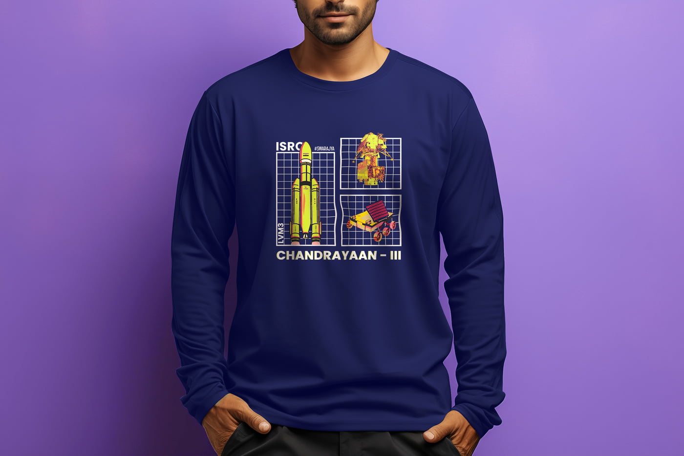 Chandrayaan III - LVM, Lander, Rover - Full Sleeve T-shirt