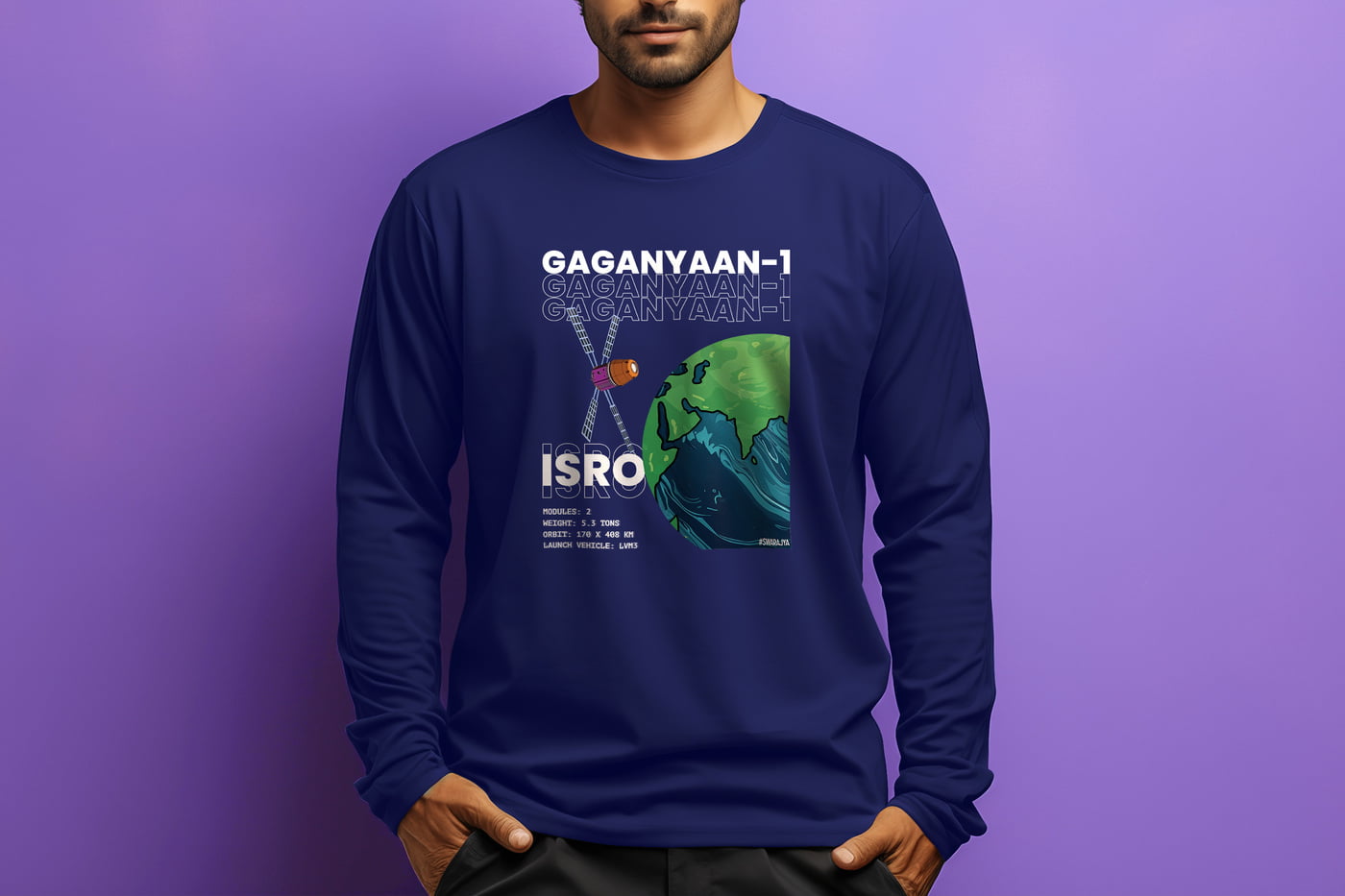 Gaganyan 1 - Uncrewed Spaceflight - Full Sleeve T-shirt