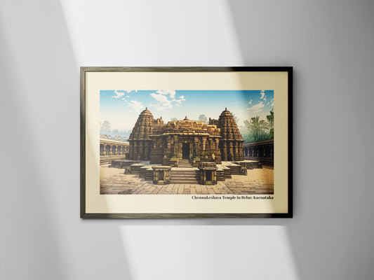 Chennakeshava Temple in Belur, Karnataka - (Unframed Poster)